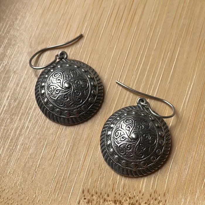 Earrings Ornate Medallion Earrings Sterling Silver Vintage Vintage Paris Jewelry