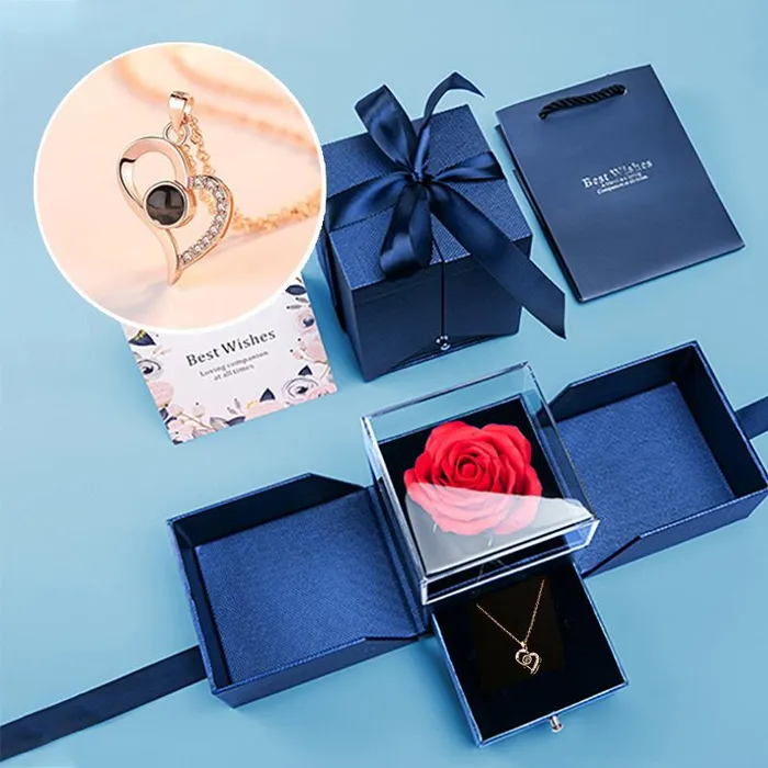Necklaces Madeofrose Jewelry Rose Box With I Love You In 100 Languages Necklace