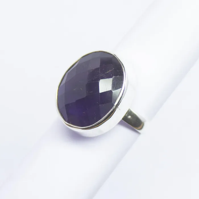 714g Handmade Natural Purple Amethyst Oval 925 Sterling Silver Bezel Ring Beads Supplies USA Rings
