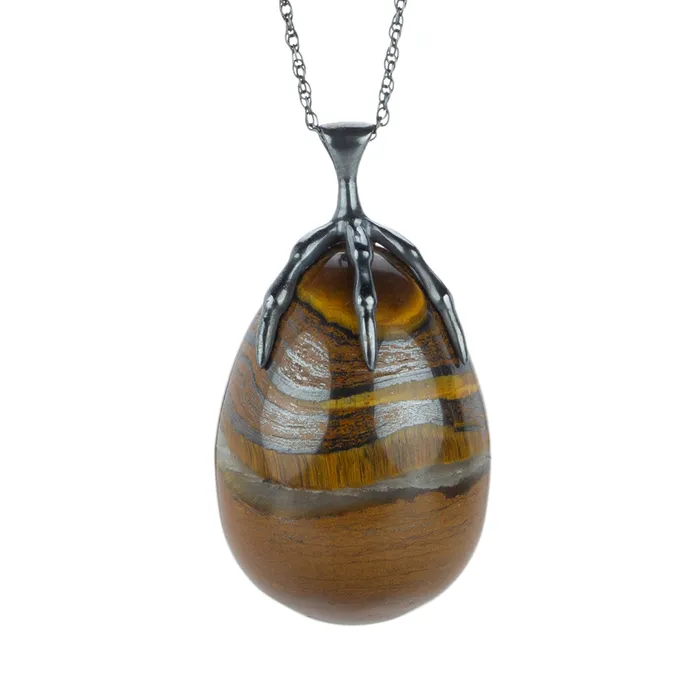 Annette Ferdinandsen Necklaces Tigers Eye Quail Egg and Claw Pendant Necklace