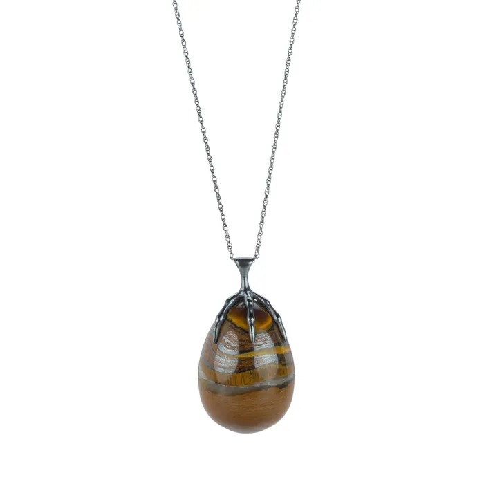 Annette Ferdinandsen Necklaces Tigers Eye Quail Egg and Claw Pendant Necklace