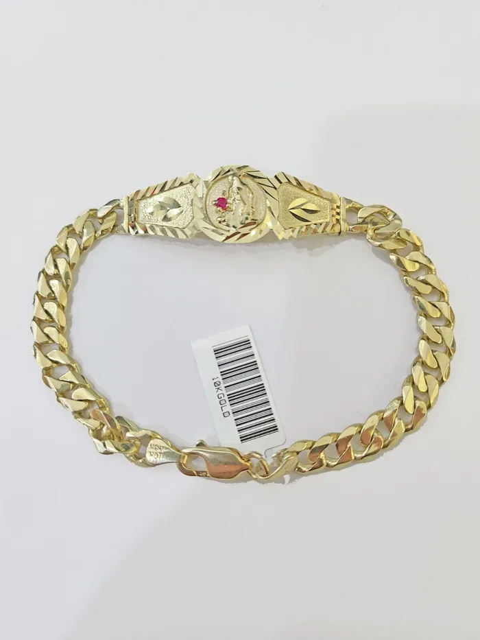 Bracelets 10k Gold St Lazaro Miami Cuban Bracelet Size 8 Inches 7mm 10kt Mens Ladies Gold and Diamond Bracelets 10k Gold St Lazaro Miami Cuban Bracelet Size 8 Inches 7mm 10kt Mens Ladies Gold and Diamond