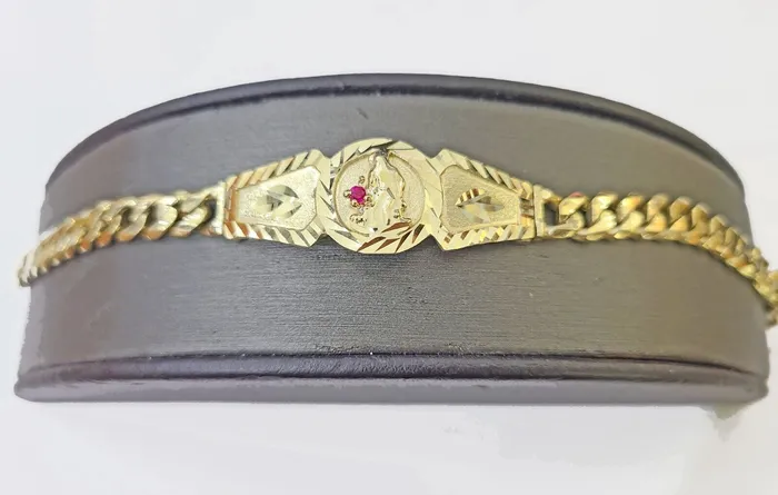 Bracelets 10k Gold St Lazaro Miami Cuban Bracelet Size 8 Inches 7mm 10kt Mens Ladies Gold and Diamond