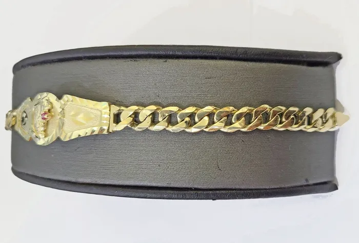 Bracelets 10k Gold St Lazaro Miami Cuban Bracelet Size 8 Inches 7mm 10kt Mens Ladies Gold and Diamond