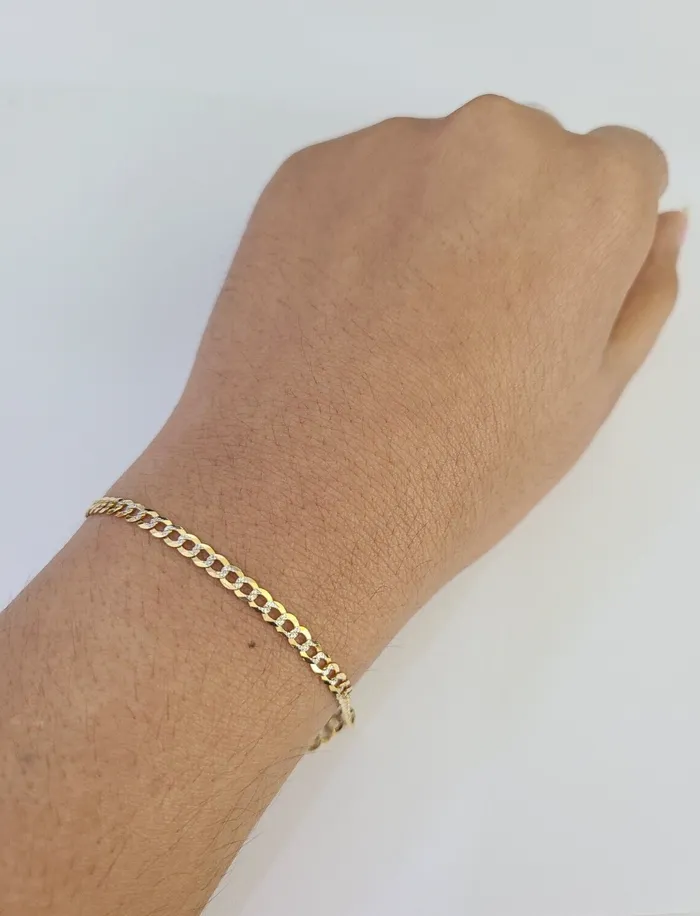 Bracelets Gold and Diamond 14K Solid Cuban Curb Link Bracelet Diamond Cut 3mm 8 Inch REAL Yellow Gold Bracelets Gold and Diamond 14K Solid Cuban Curb Link Bracelet Diamond Cut 3mm 8 Inch REAL Yellow Gold