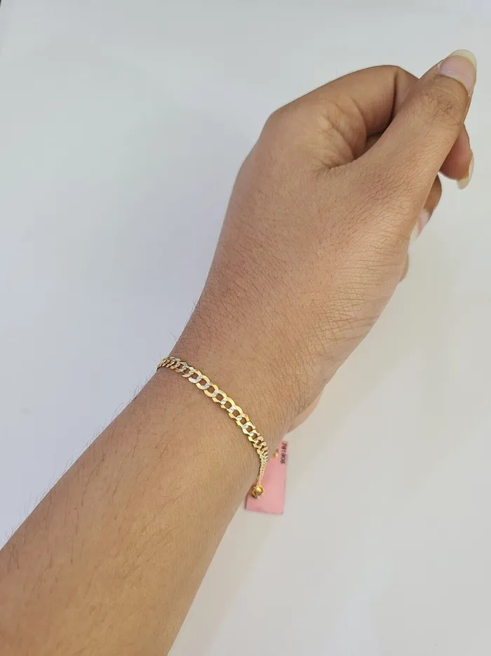 Bracelets Gold and Diamond 14K Solid Cuban Curb Link Bracelet Diamond Cut 3mm 8 Inch REAL Yellow Gold