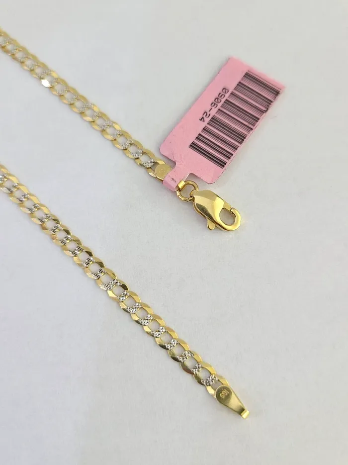 Bracelets Gold and Diamond 14K Solid Cuban Curb Link Bracelet Diamond Cut 3mm 8 Inch REAL Yellow Gold