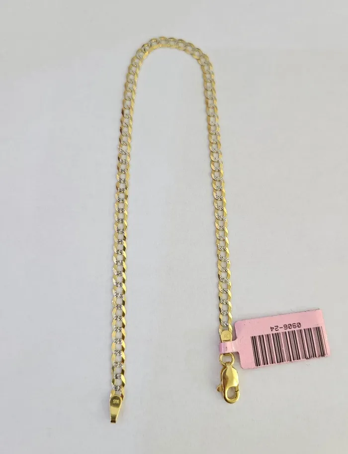 Bracelets Gold and Diamond 14K Solid Cuban Curb Link Bracelet Diamond Cut 3mm 8 Inch REAL Yellow Gold