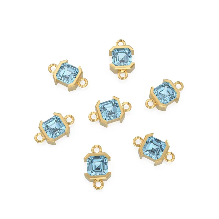 Bracelets Jalvi Co 14k Solid Gold Aquamarine Emerald Square Cut Connector Matte Finish Gemstone Station March Birthstone Bezel Charm Bracelet Spacer Bracelets Jalvi Co 14k Solid Gold Aquamarine Emerald Square Cut Connector Matte Finish Gemstone Station March Birthstone Bezel Charm Bracelet Spacer