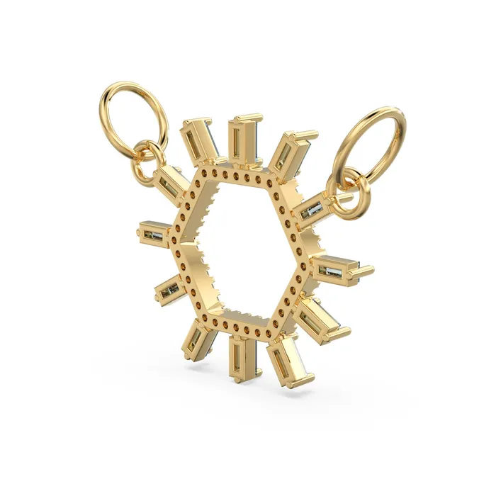 Jalvi Co PreStyled Sets Blue Topaz Diamond Solid Gold Charm Gemstone Gold Charm Hexagon Diamond Gold Pendant Real Diamond Jewelry Diamond Gold NecklaceSALE