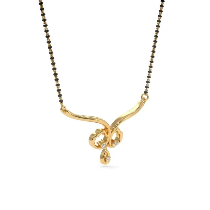 Necklaces Beads Supplies USA 18k Solid Yellow Gold Handmade Heart Diamond Mangalsutra Necklace Mangalsutra Necklace Heart Necklace Diamond Necklace