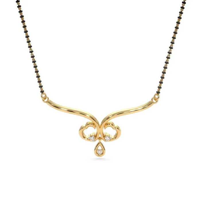 Necklaces Beads Supplies USA 18k Solid Yellow Gold Handmade Heart Diamond Mangalsutra Necklace Mangalsutra Necklace Heart Necklace Diamond Necklace