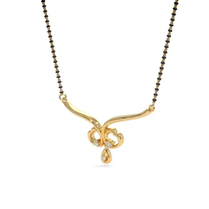 Necklaces Beads Supplies USA 18k Solid Yellow Gold Handmade Heart Diamond Mangalsutra Necklace Mangalsutra Necklace Heart Necklace Diamond Necklace