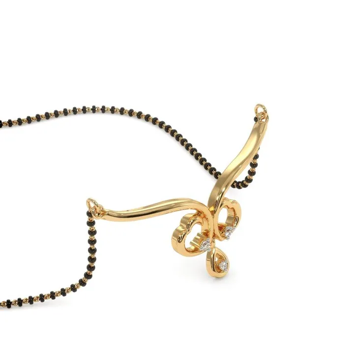 Necklaces Beads Supplies USA 18k Solid Yellow Gold Handmade Heart Diamond Mangalsutra Necklace Mangalsutra Necklace Heart Necklace Diamond Necklace