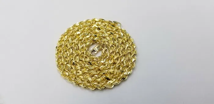 Necklaces globalwatches10 10k Real Gold Rope Chain For Women SOLID 5mm 16 Inch Diamond Cut On Sale