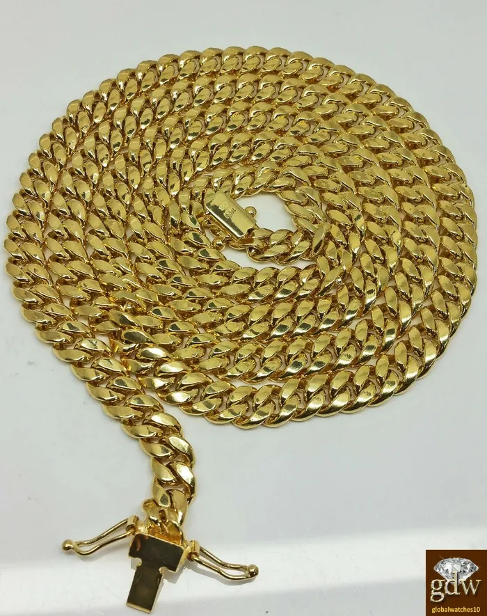 Necklaces Gold and Diamond 14k Gold Chain Real Cuban Yellow Gold Necklace 22 inch 61mm BOX LOCK