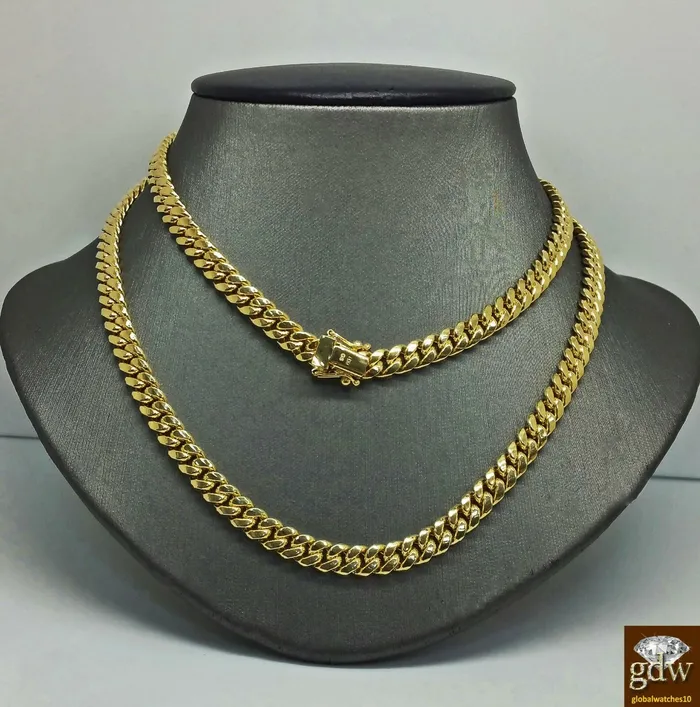 Necklaces Gold and Diamond 14k Gold Chain Real Cuban Yellow Gold Necklace 22 inch 61mm BOX LOCK