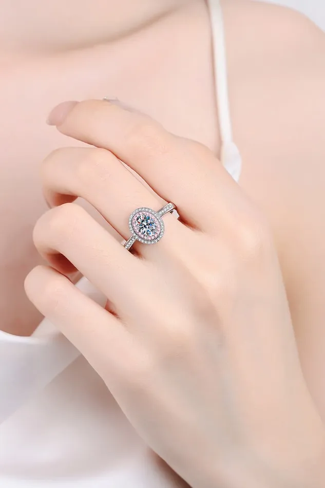 Rings Trendsi 1 Carat Moissanite 925 Sterling Silver Halo Ring