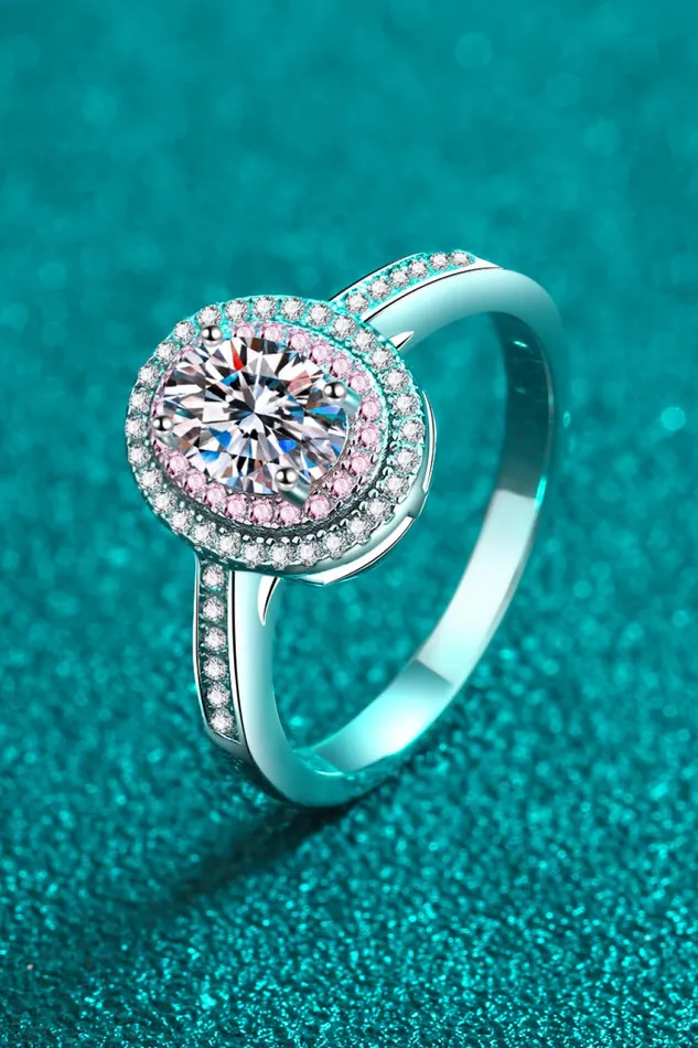 Rings Trendsi 1 Carat Moissanite 925 Sterling Silver Halo Ring