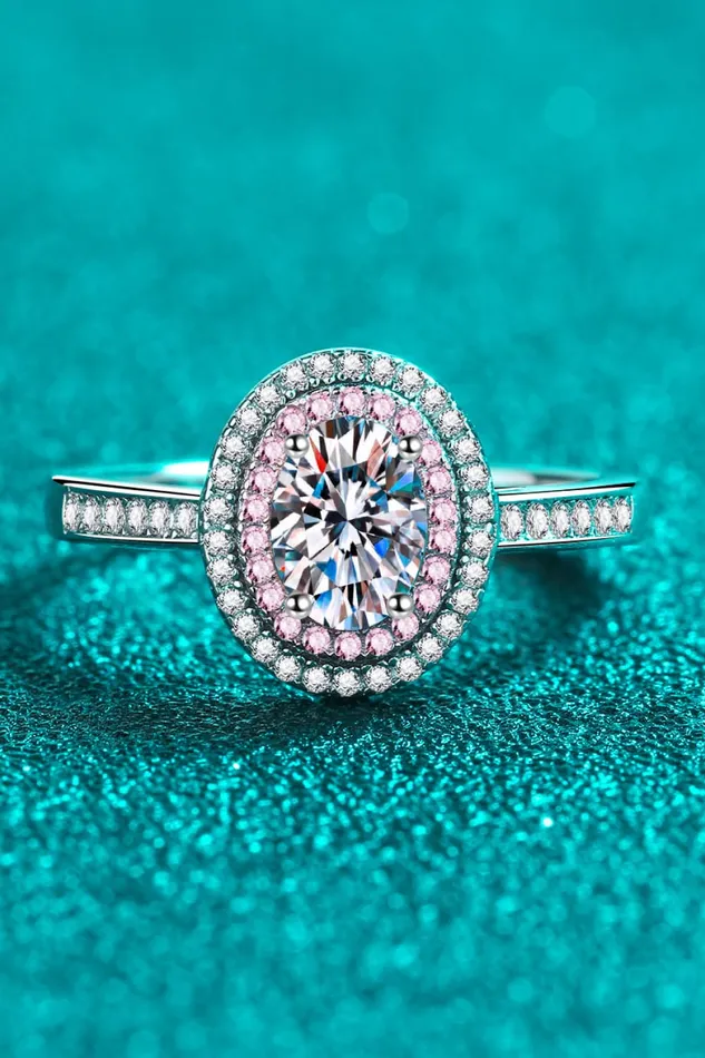 Rings Trendsi 1 Carat Moissanite 925 Sterling Silver Halo Ring