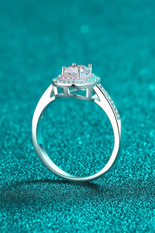 Rings Trendsi 1 Carat Moissanite 925 Sterling Silver Halo Ring