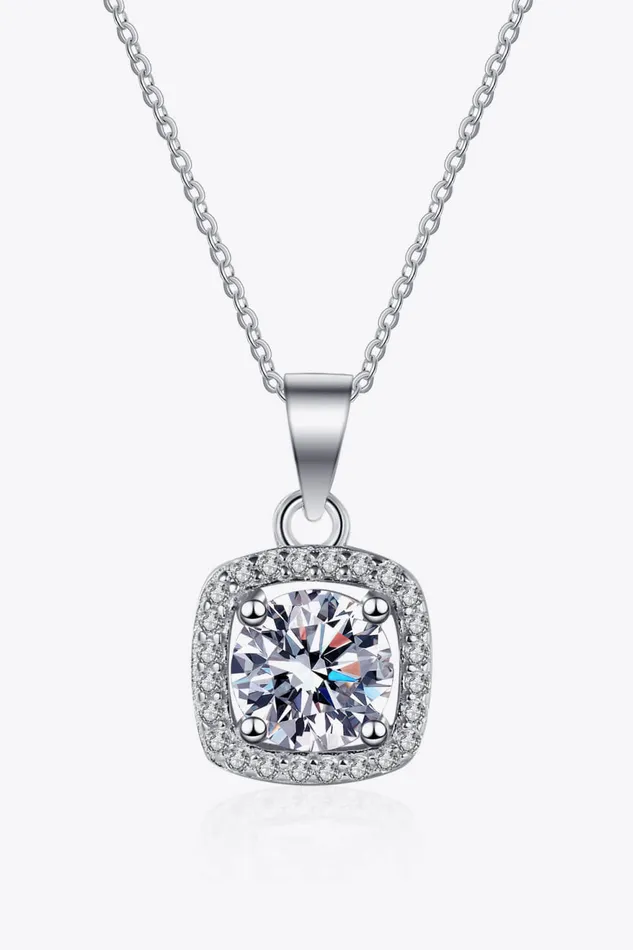 Trendsi Necklaces Moissanite Square Pendant Chain Necklace