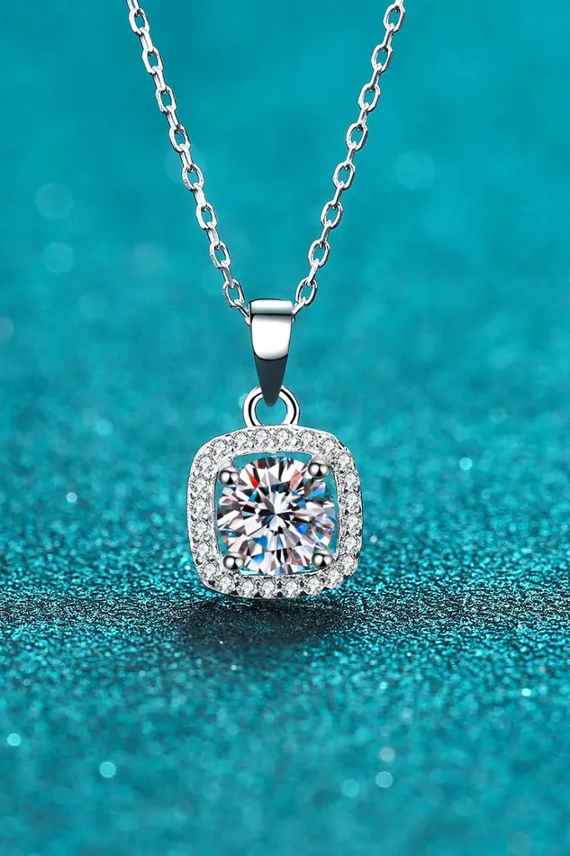 Trendsi Necklaces Moissanite Square Pendant Chain Necklace