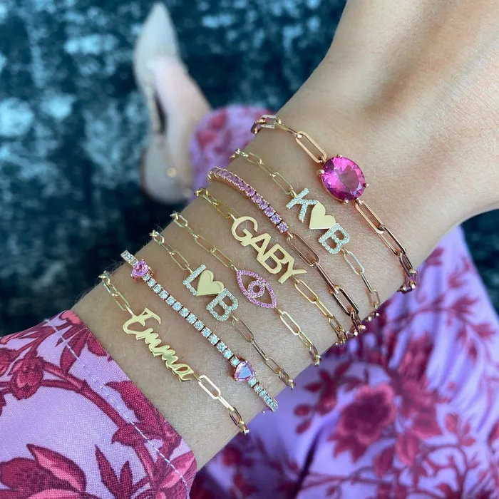 Bracelets Alev Collection Semi Precious Gemstone Paperclip Bracelet