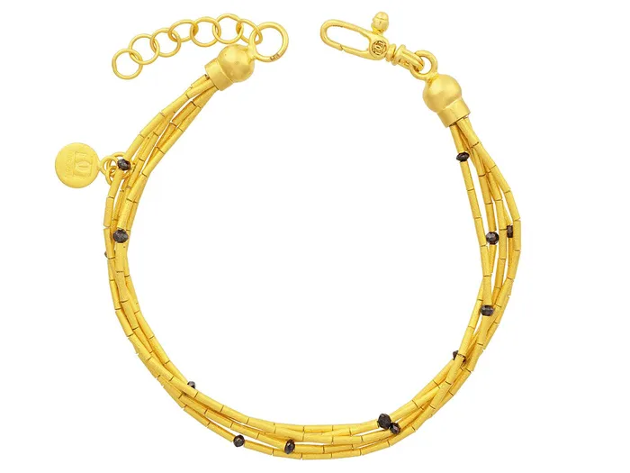 Bracelets GG GOLD CLS GURHAN Rain Gold Black Diamond Beaded MultiStrand Bracelet 5Strand Gold Tubes Bracelets GG GOLD CLS GURHAN Rain Gold Black Diamond Beaded MultiStrand Bracelet 5Strand Gold Tubes