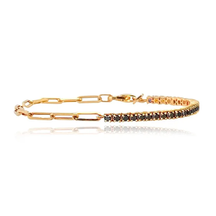 Bracelets Half and Half Black Diamond Tennis Bracelet Alev Collection