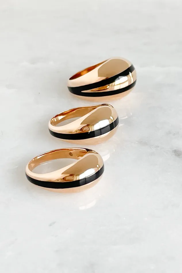 DEZSO Rings Enamel Stripe Dome Ring