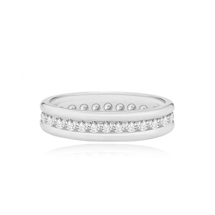Double Gold and Center Pave Wedding Band Alev Jewelry Rings