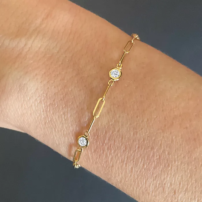 Elisa Ilana 14K YG Paperclip Chain 053 CT Diamonds By The Yard Bracelet Bracelets Elisa Ilana 14K YG Paperclip Chain 053 CT Diamonds By The Yard Bracelet Bracelets