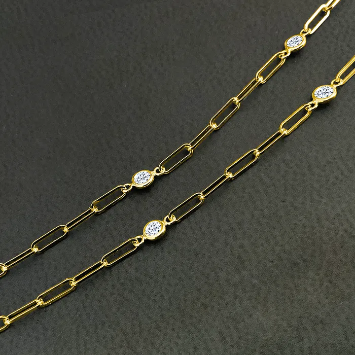 Elisa Ilana 14K YG Paperclip Chain 053 CT Diamonds By The Yard Bracelet Bracelets Elisa Ilana 14K YG Paperclip Chain 053 CT Diamonds By The Yard Bracelet Bracelets