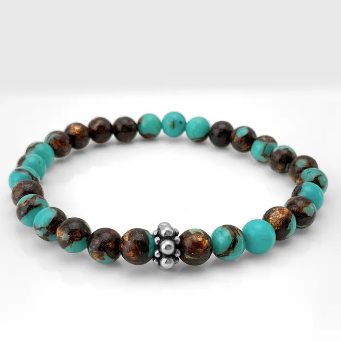 Elisa Ilana Teal Serpentine Bronzite Bracelet 2 Bracelets