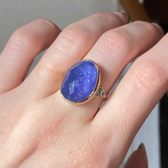 Emily Amey Jewelry Rings Tanzanite cocktail ring with Diamonds in 14k gold