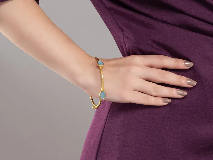 GG GOLD OOAK GURHAN Elements Gold Aquamarine Stacking Bangle Bracelet 5Stone Bracelets GG GOLD OOAK GURHAN Elements Gold Aquamarine Stacking Bangle Bracelet 5Stone Bracelets