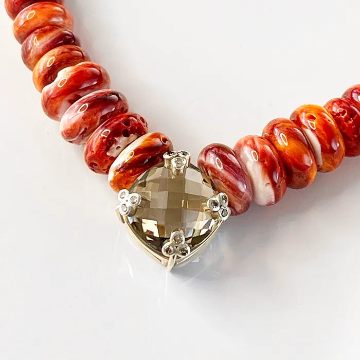 Necklaces Elisa Ilana Spiny Oyster Smoky Quartz Necklace Necklaces Elisa Ilana Spiny Oyster Smoky Quartz Necklace