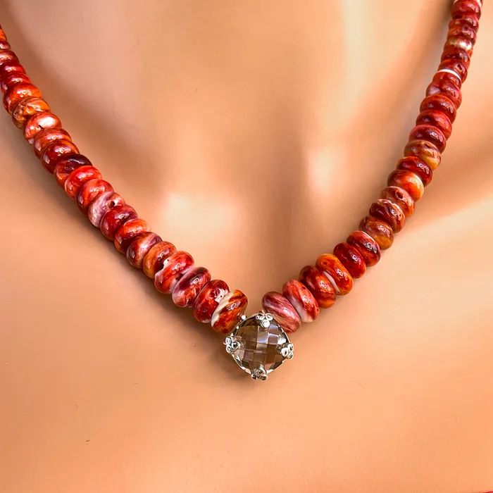 Necklaces Elisa Ilana Spiny Oyster Smoky Quartz Necklace Necklaces Elisa Ilana Spiny Oyster Smoky Quartz Necklace