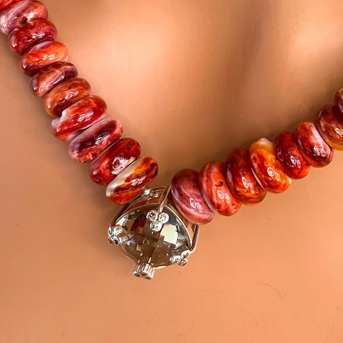 Necklaces Elisa Ilana Spiny Oyster Smoky Quartz Necklace Necklaces Elisa Ilana Spiny Oyster Smoky Quartz Necklace
