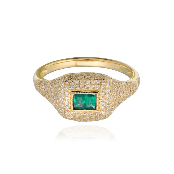 Rings Alev Jewelry Diamond and Gemstone Baguette Signet Ring