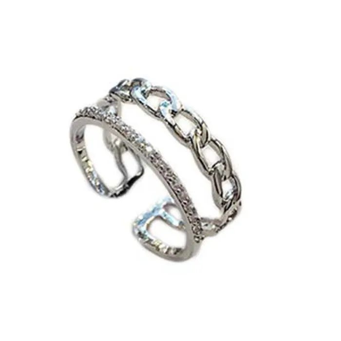 Rings Vintage CZ rhinestone Double layer Ring for Women sparklingselections