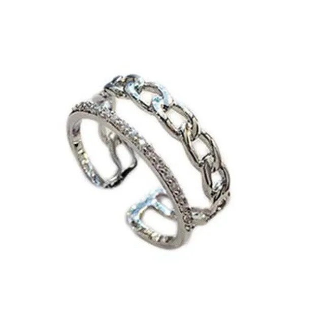 Rings Vintage CZ rhinestone Double layer Ring for Women sparklingselections