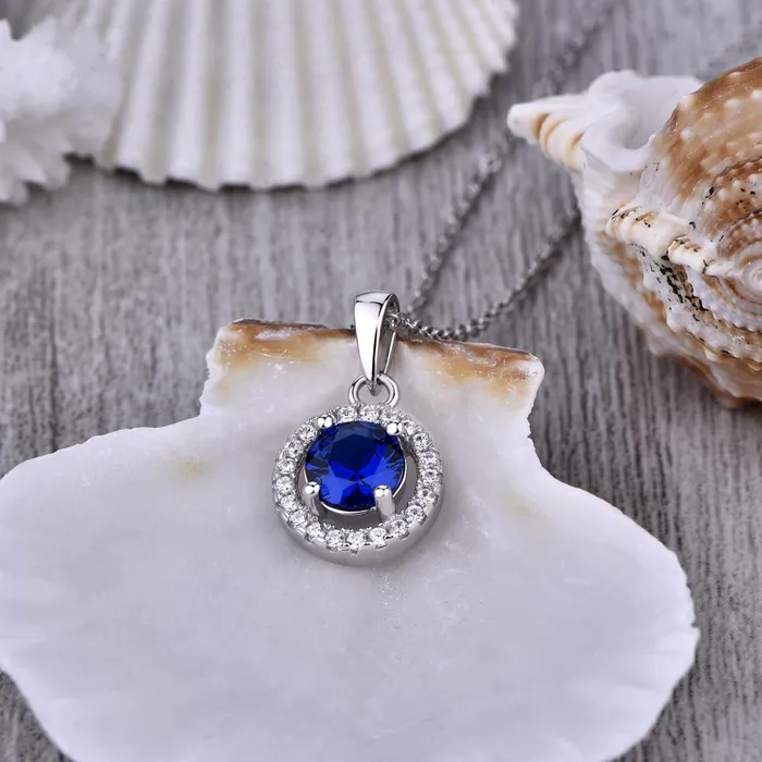 sparklingselections Blue Sapphire Pendant Necklaces Silver Link Chain Necklaces sparklingselections Blue Sapphire Pendant Necklaces Silver Link Chain Necklaces