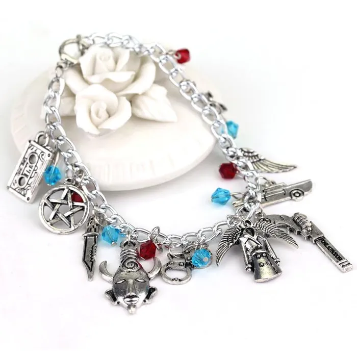sparklingselections Bracelets Supernatural Female Bracelet Inspired Charm Anchor Pattern Dean Sam Metal Rope Chain Bracelets For Womens Jewelry