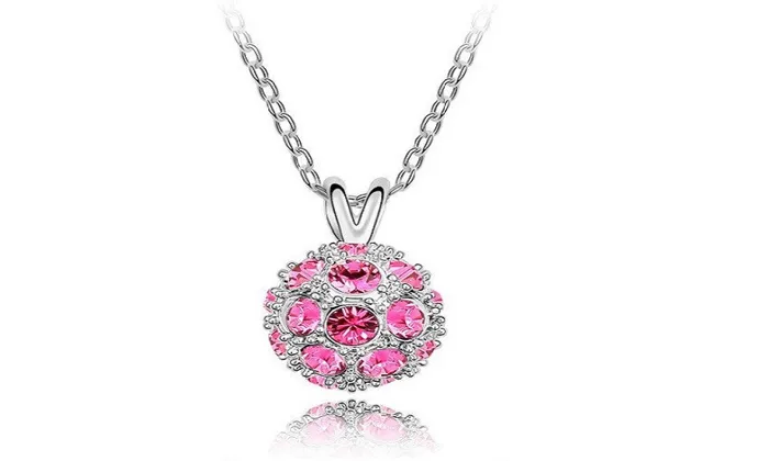 sparklingselections Necklaces Czech Rhinestones Crystal Disco Ball Pendant Necklace