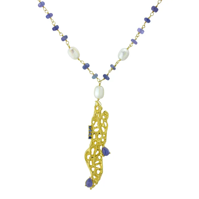 Tanzanite Pearl Necklace235687 Elisa Ilana Necklaces