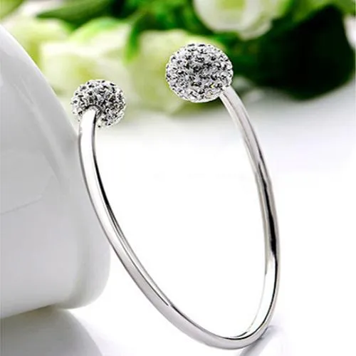 Womens Silver Plated Adjustable Opening Bracelet sparklingselections Bracelets