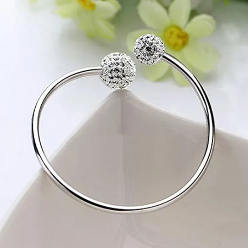 Womens Silver Plated Adjustable Opening Bracelet sparklingselections Bracelets