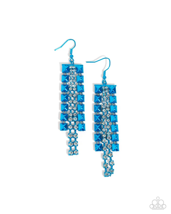 Earrings Paparazzi Accessories Forceful Fringe Blue Earrings Jewelry by Bretta